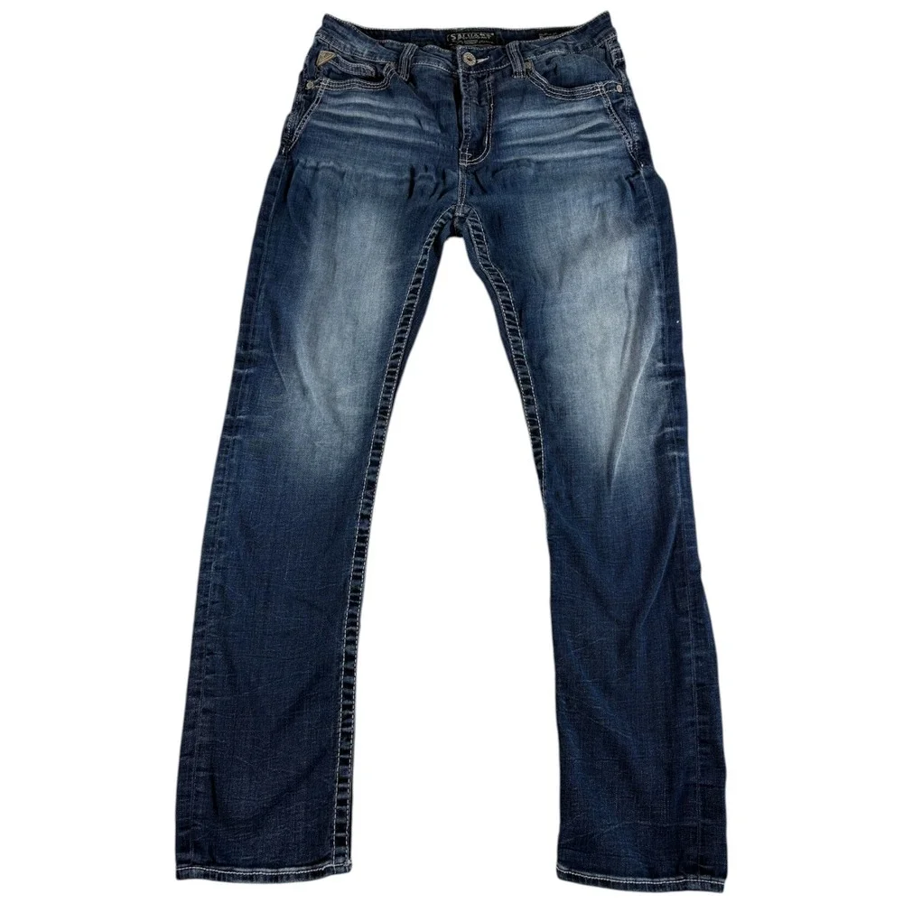 Buckle Salvage‎ Havoc Slim Fit Jeans Mens 36x34 Blue Denim Low Rise Straight Leg